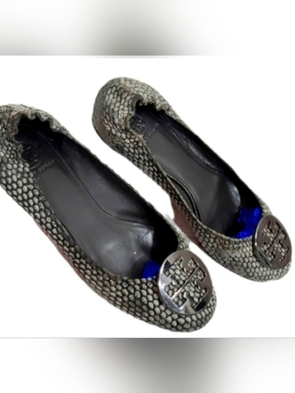 TORY BURCH SNAKE SKIN REVA FLAT size 8.5